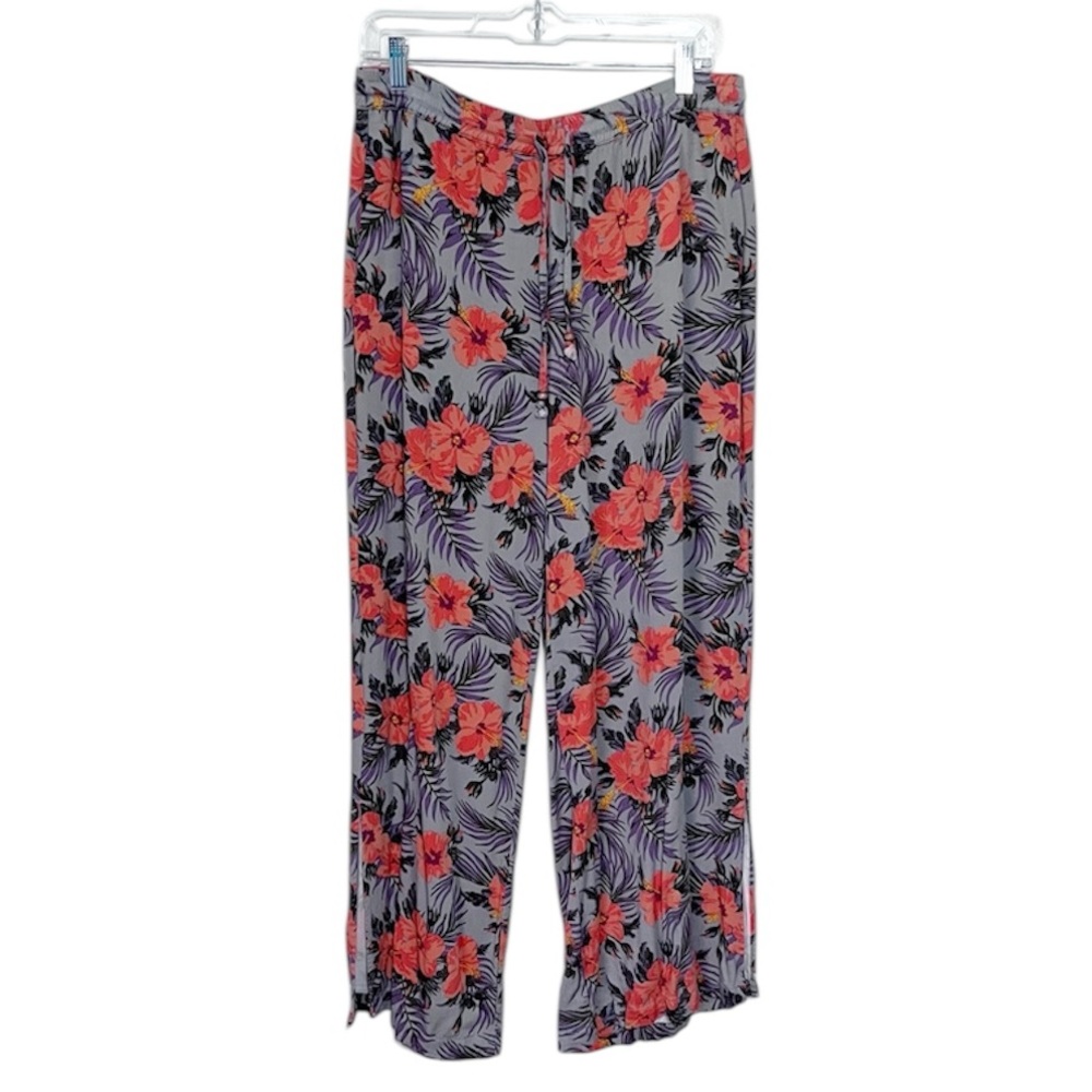 Revery Rayon Beach Summer Casual Wide Leg  Pants Gray Orange